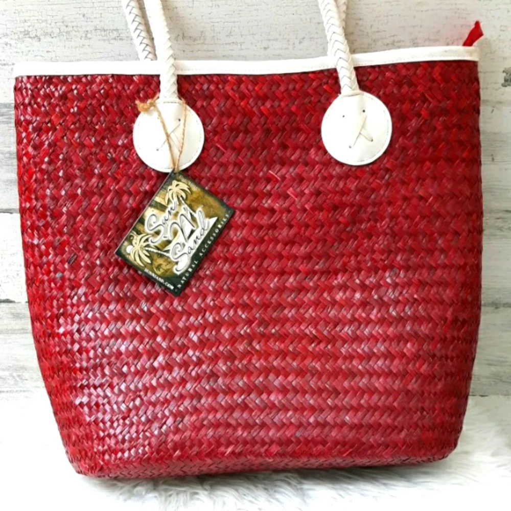 NWT SUN N SAND WOVEN NATURAL FIBER TOTE - Picture 1 of 13